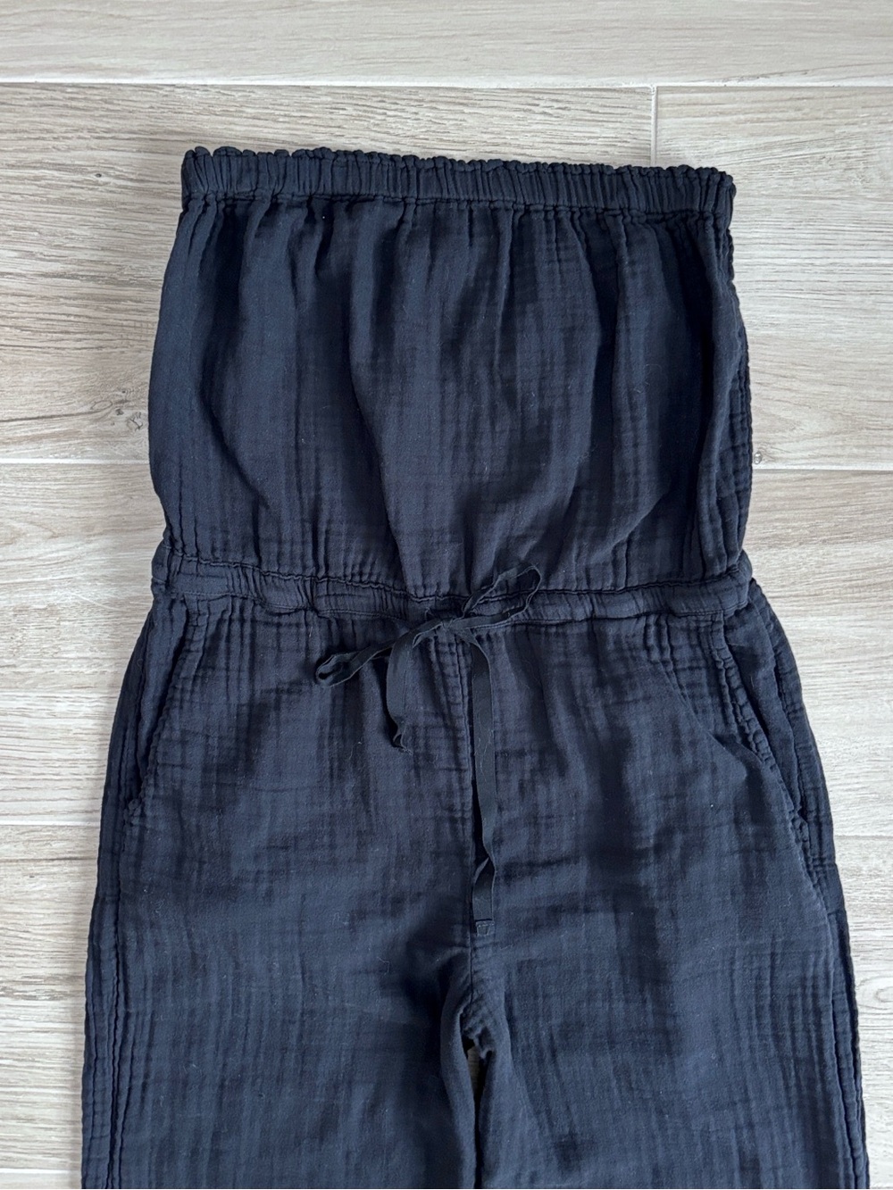Velvet by Graham and Spencer Black Gauze Cotton Strapless Jumpsuit Romper XS - Picture 3 of 5